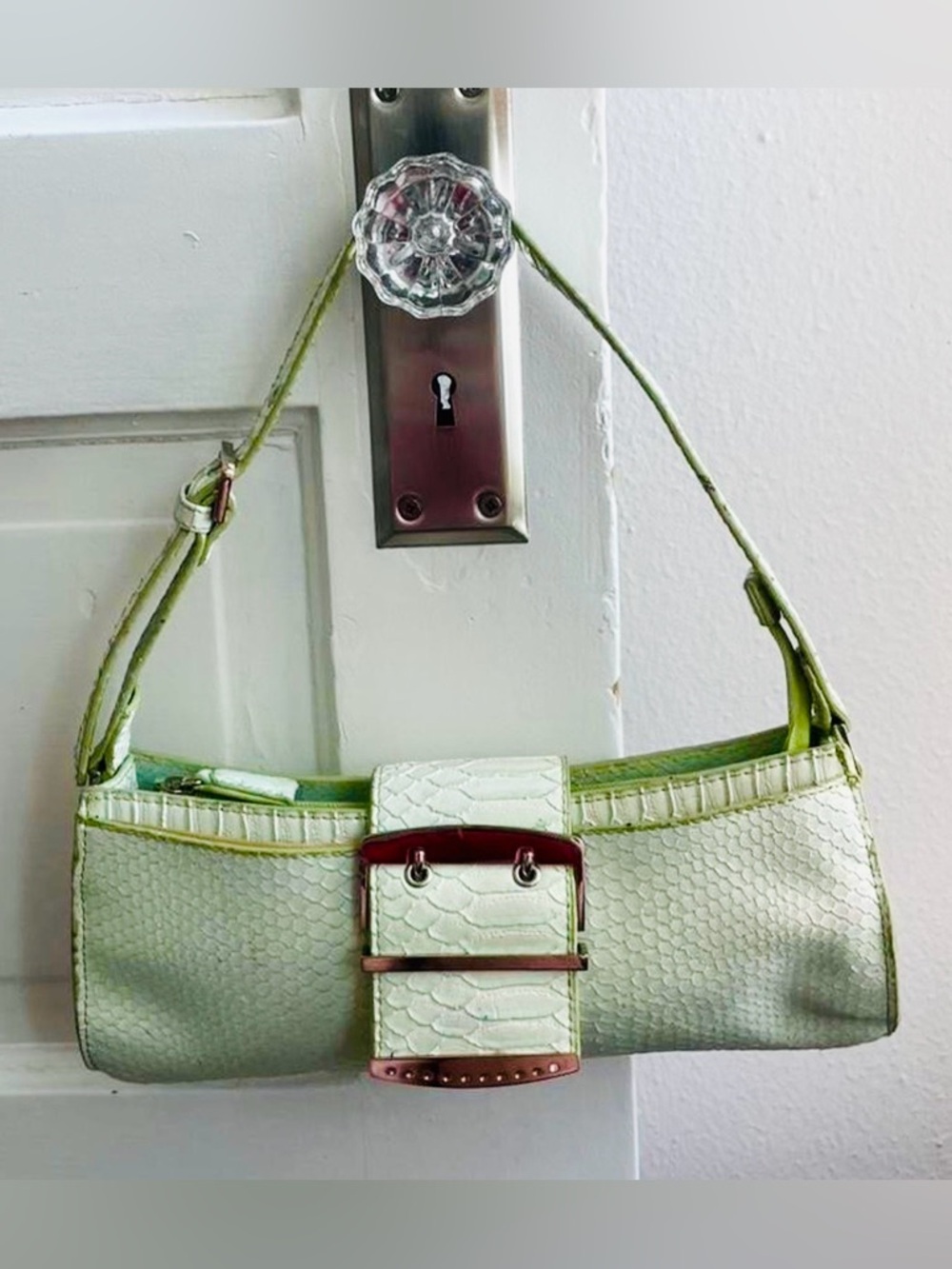Rare! American Vintage 70’ Mint Croc-Embossed Underarm Bag Adjustable Strap